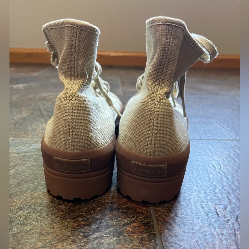 SUPERGA Alpina S21253W tan high top canvas utilitarian  sneaker tennis shoe. 38 - Picture 6 of 11